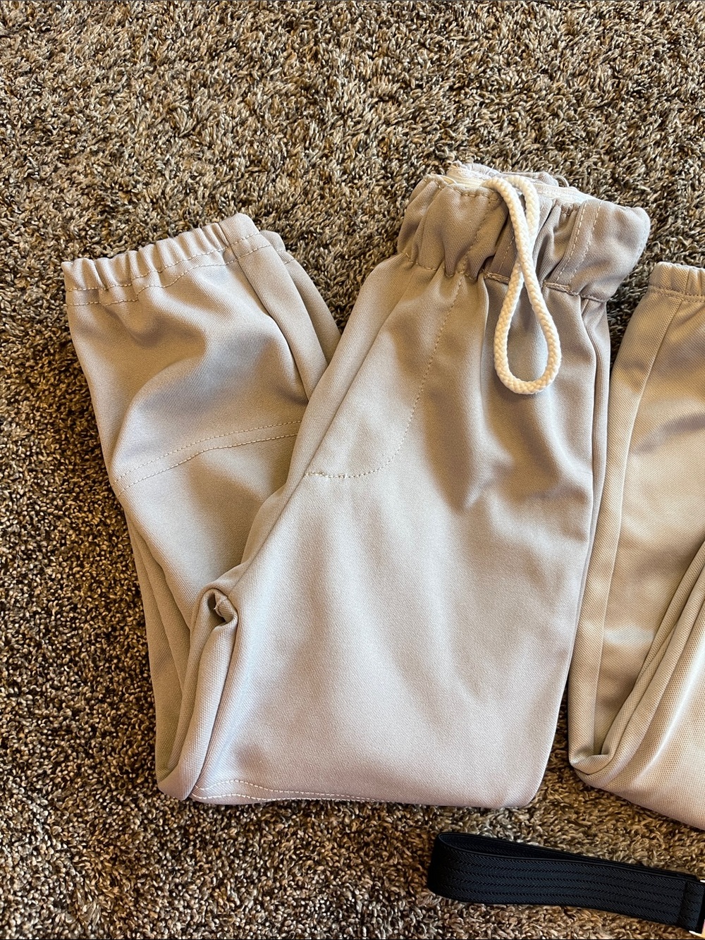 Kids Neutral gray baseball Pants with black belt - Picture 2 of 14